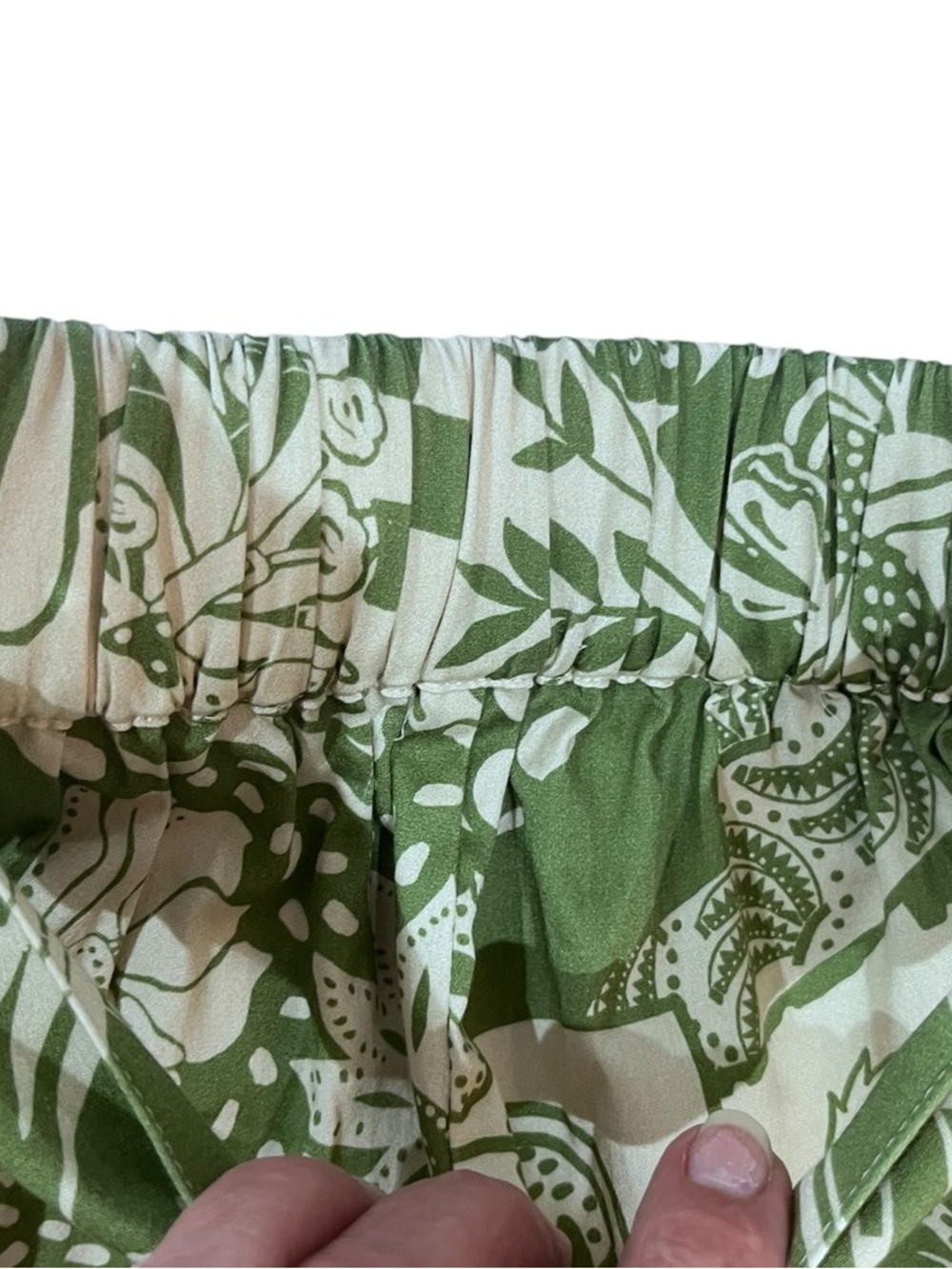 Alden Adair Green/Cream Belted High Waisted Shorts Picnic Pattern Sz S - Picture 7 of 13